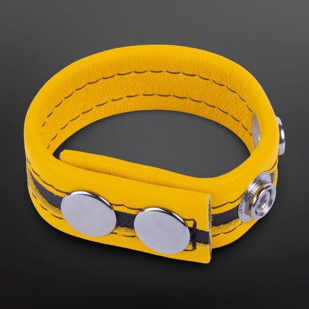Adjustable leather cockring Tippy Yellow